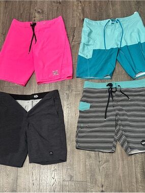 Men's Boardshorts Lot - Pink, Aqua, Black & Striped